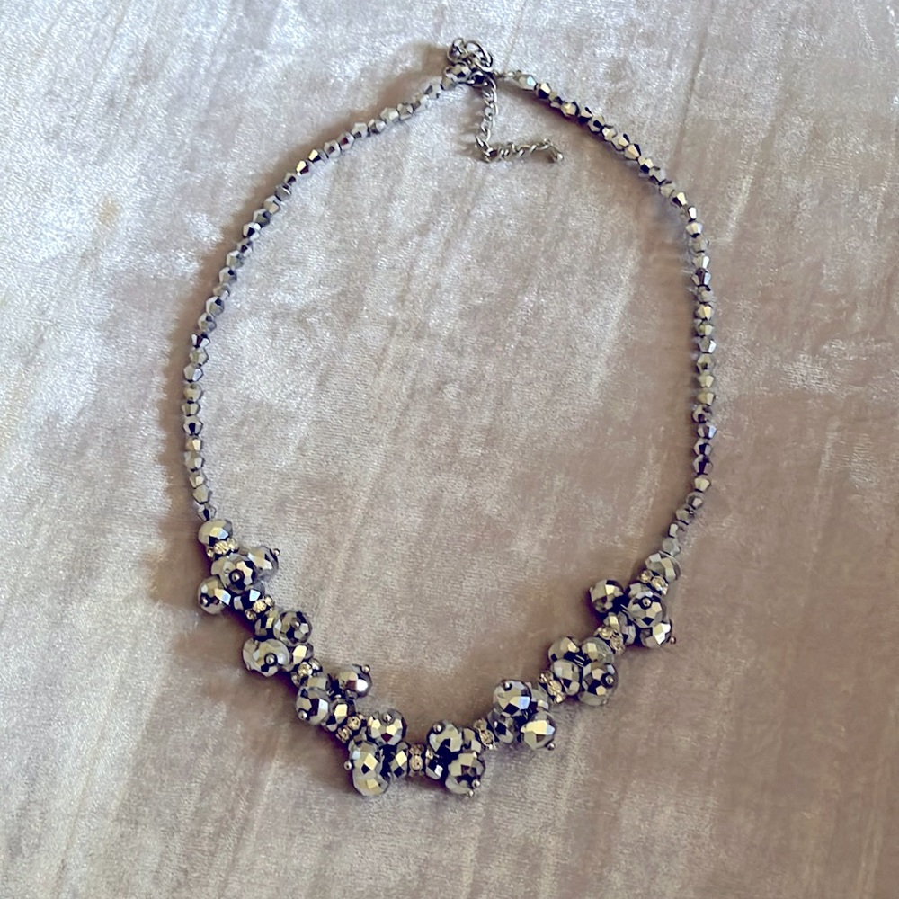 Gorgeous rhinestone and mirrored multifaceted beaded necklace